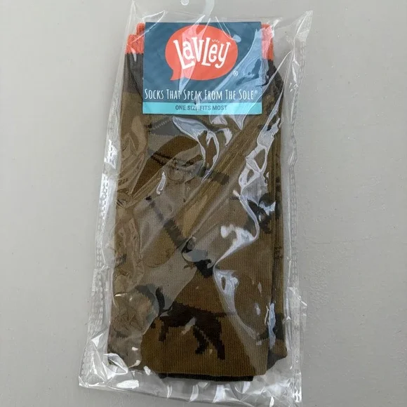 Lavley Mens Id Rather Be Hunting Novelty Crew Socks Brown Orange Size 6-13 60281 - Picture 1 of 4